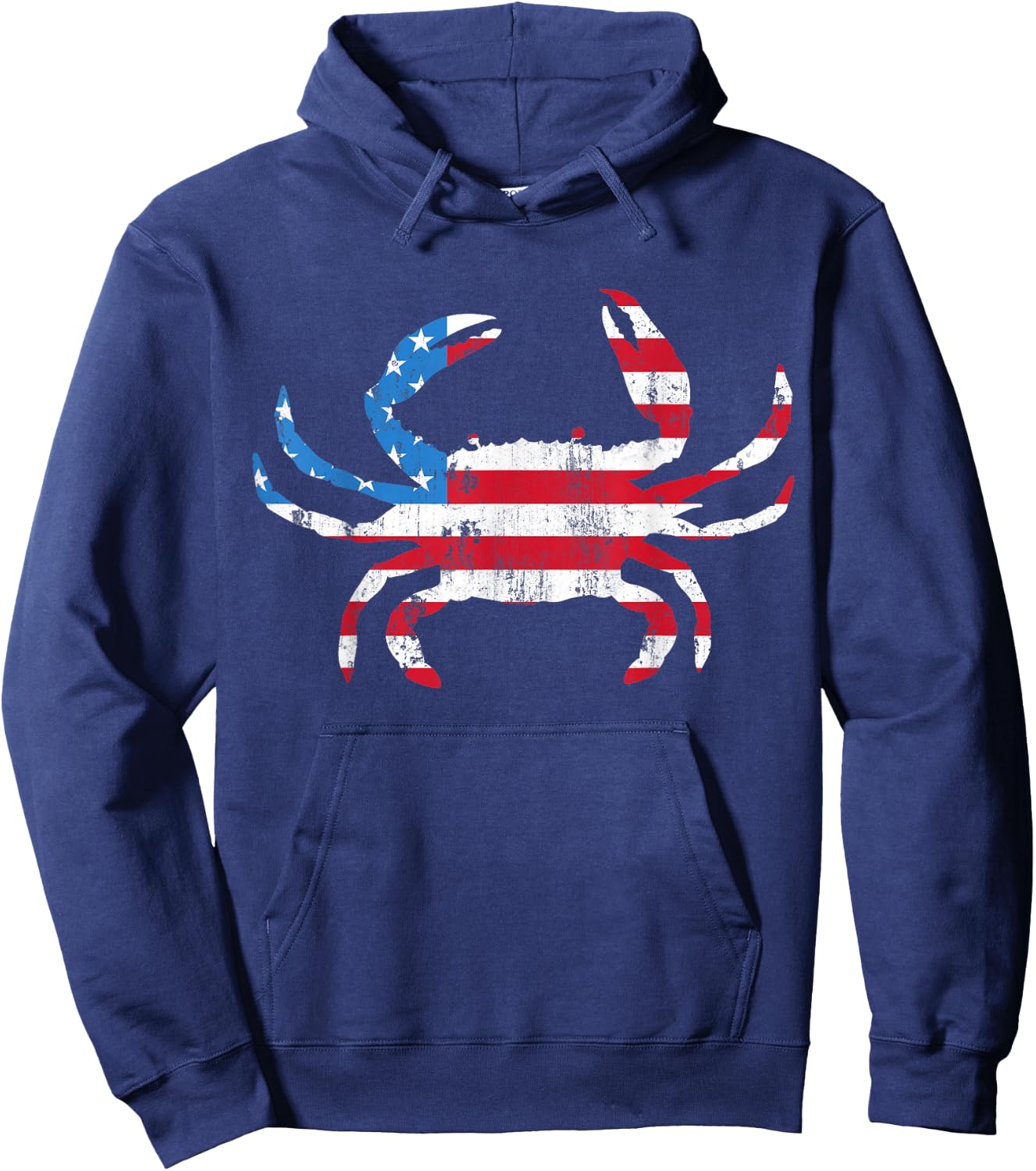 Crab Vintage American Flag Hoodie - Hoodie | Navy