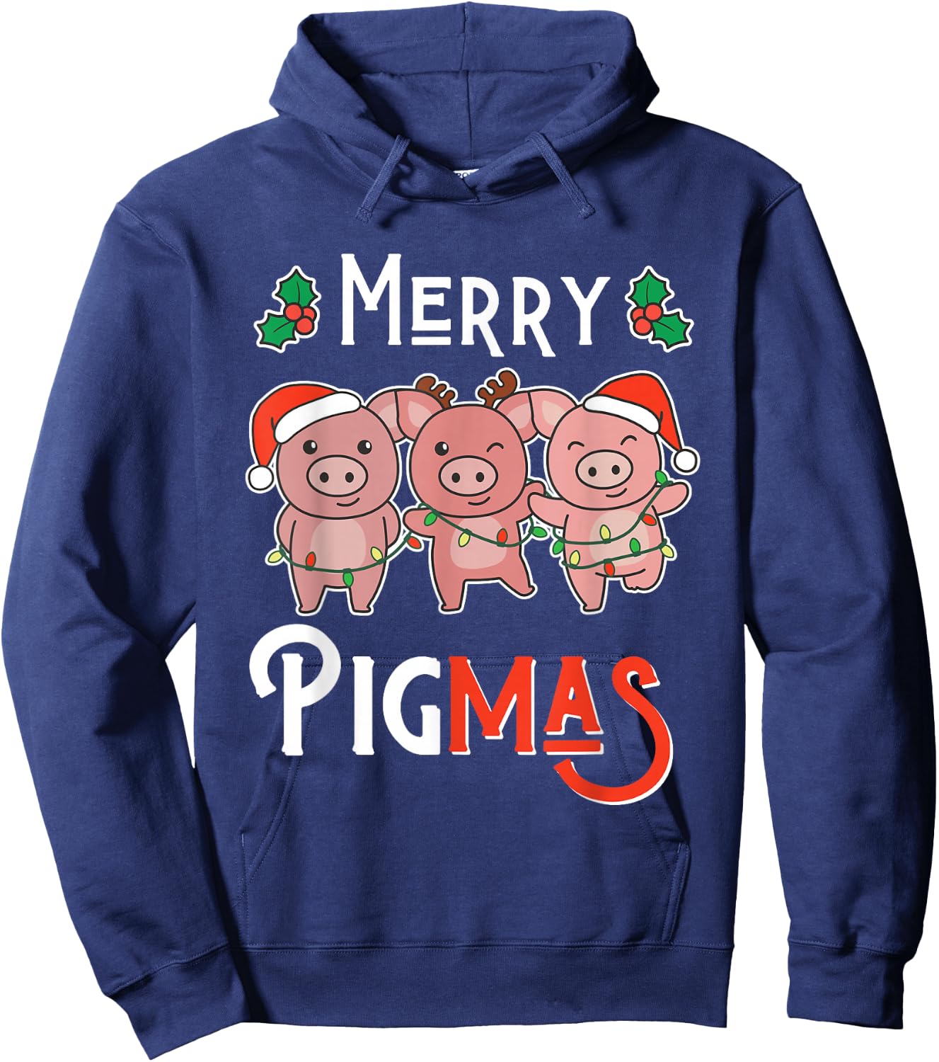 Merry Pigmas Pun Pig Christmas Hoodie - Hoodie | Navy