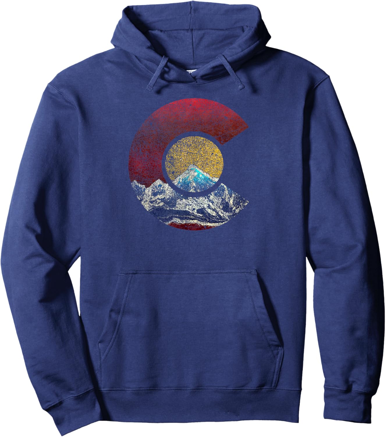 Colorado Shirt with Flag Themed Mountain Hoodie - Hoodie | Navy