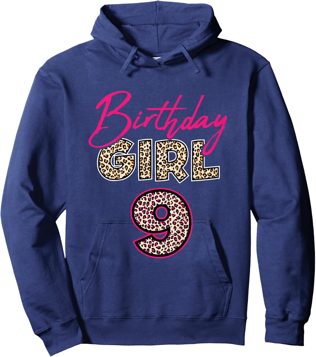 9th Birthday Girl Leopard 9 Years Old Hoodie - Hoodie | Navy