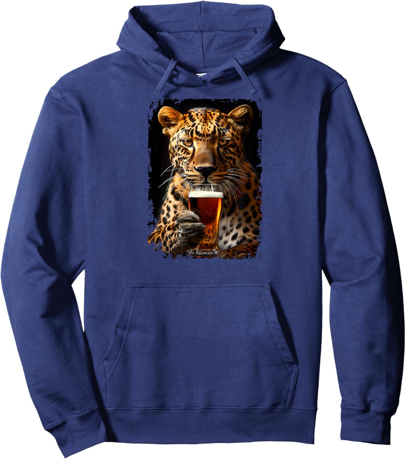 Leopard Beer , black Hoodie - Hoodie | Navy