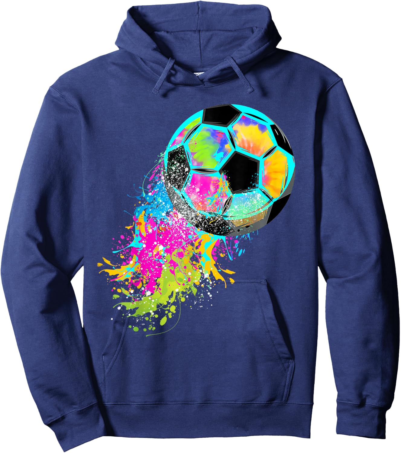 Colorful Tie Dye Soccer Ball Hoodie - Hoodie | Navy
