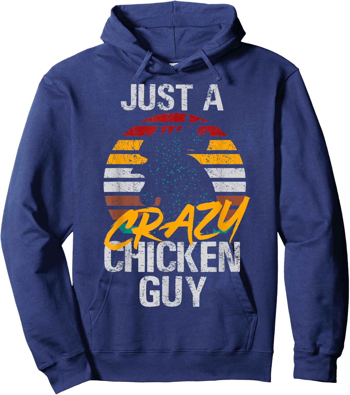 Crazy Chicken Guy Retro vintage Hoodie - Hoodie | Navy