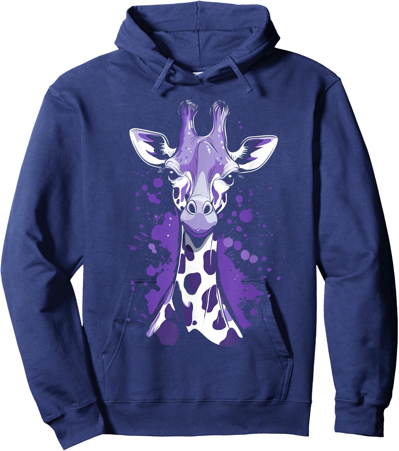 Giraffe with Purple Spots Hoodie - Hoodie | Navy