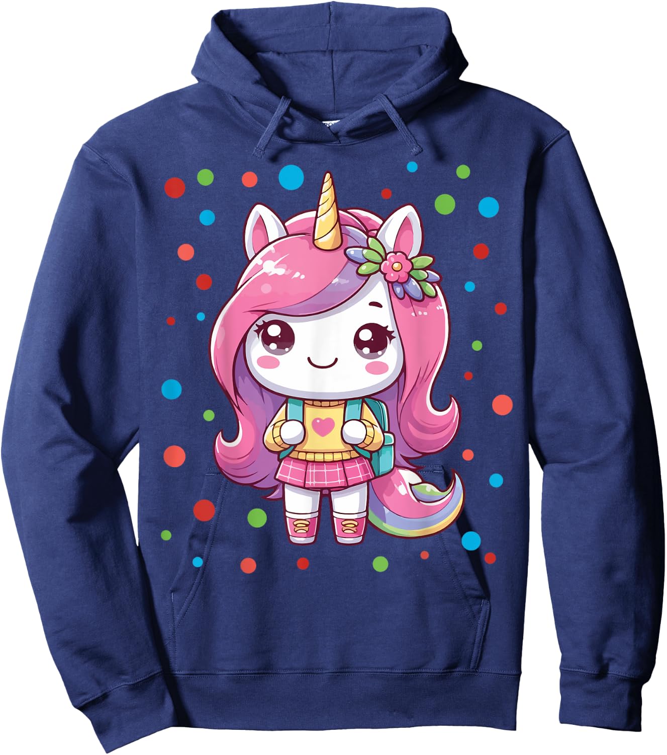 Happy Dot Day Unicorn Dots For Girls Hoodie - Hoodie | Navy