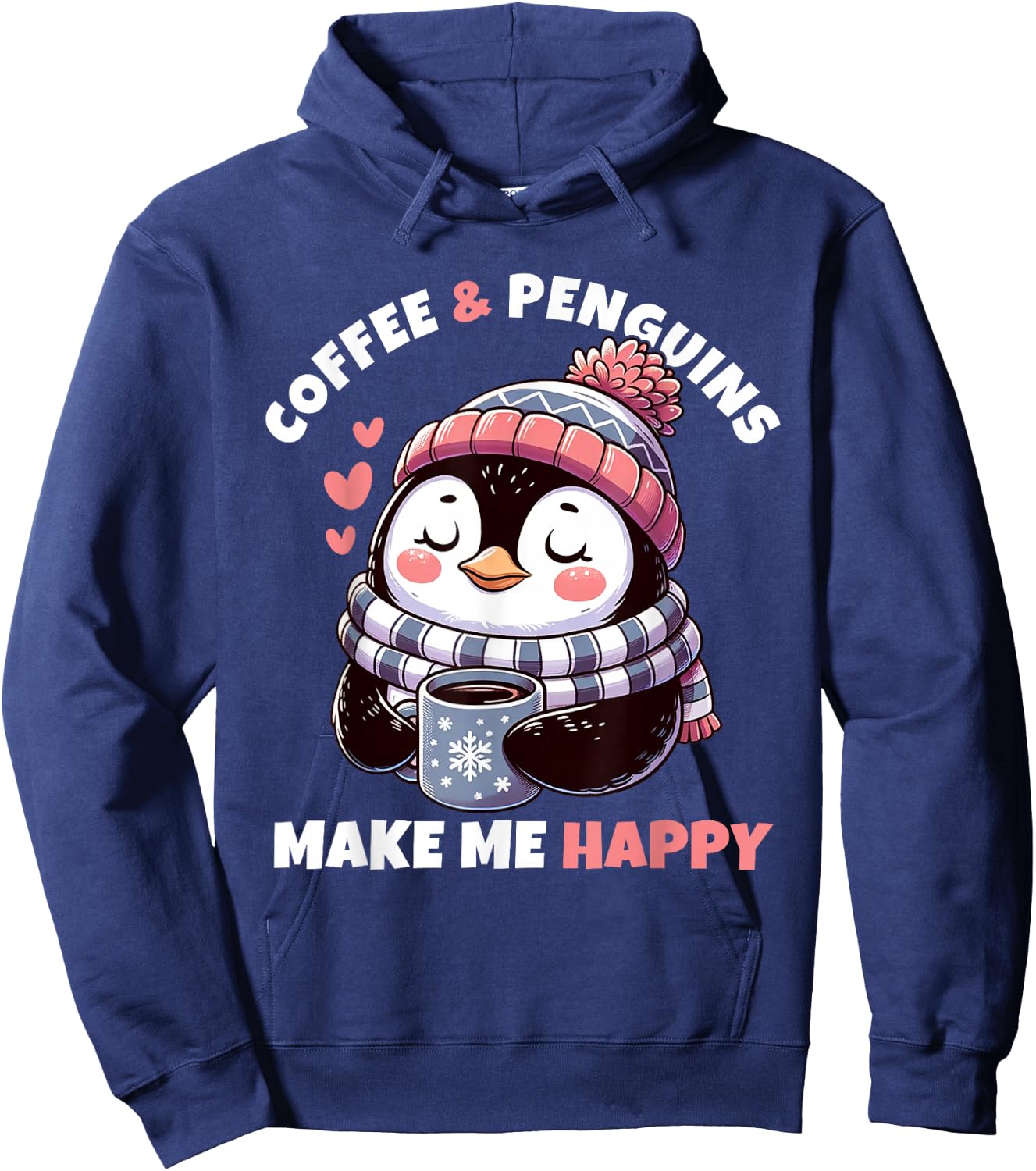 Coffee and Penguins Design Hoodie - Hoodie | Navy
