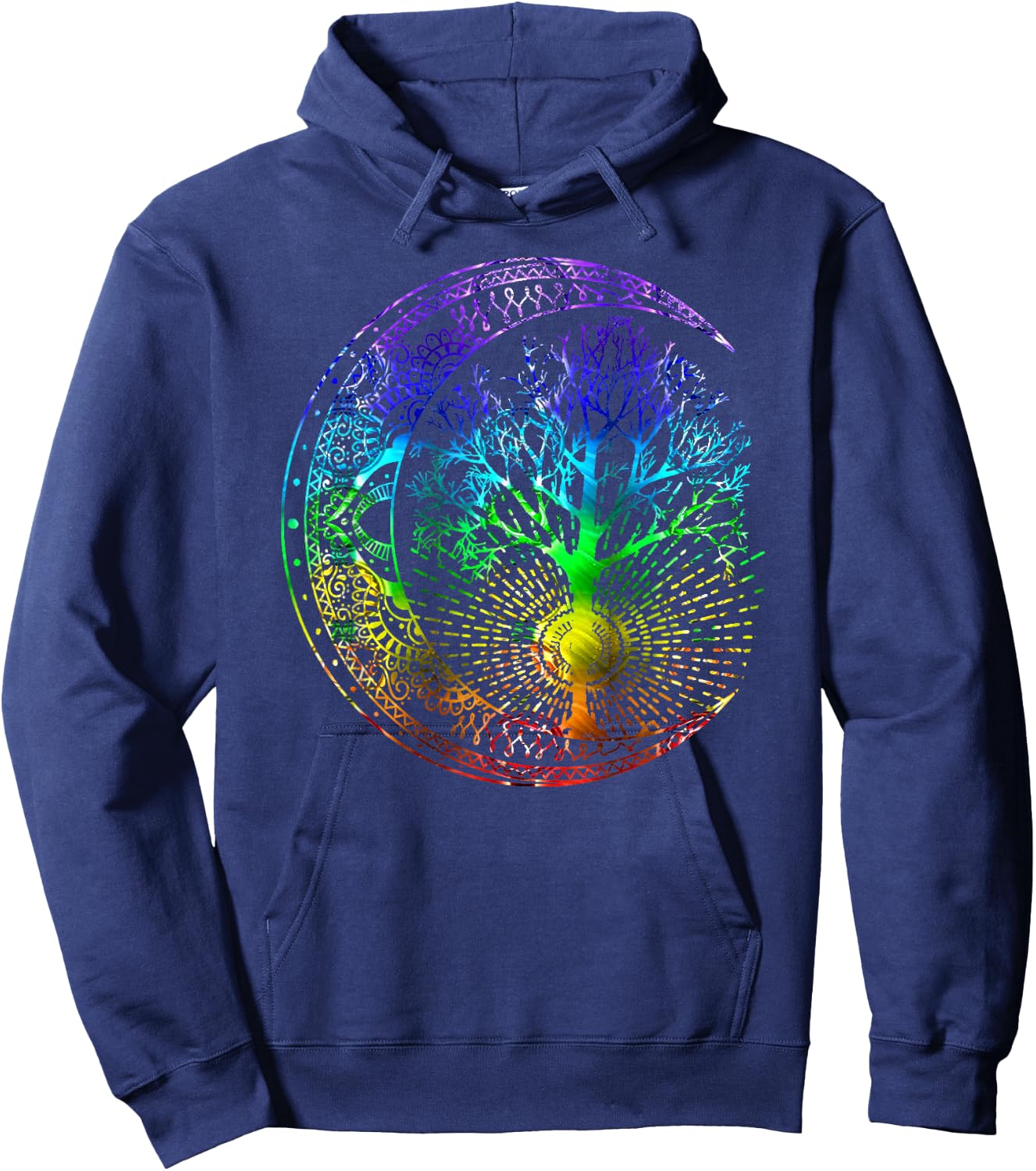 Mandala Moon Chakra Tree of Life Hoodie - Hoodie | Navy