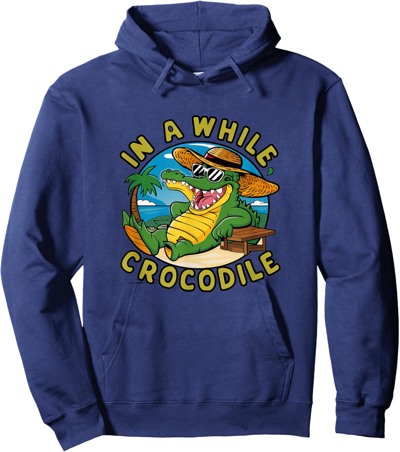 Crocodile In A While Gift, Black, S Hoodie - Hoodie | Navy