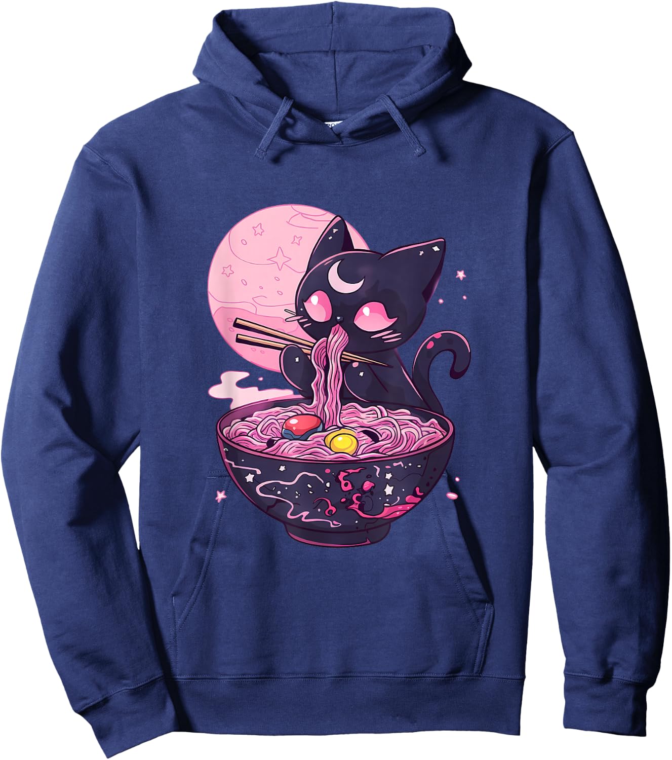 Kawaii Midnight Goth Car Eating Ramen Noodles Hoodie - Hoodie | Navy