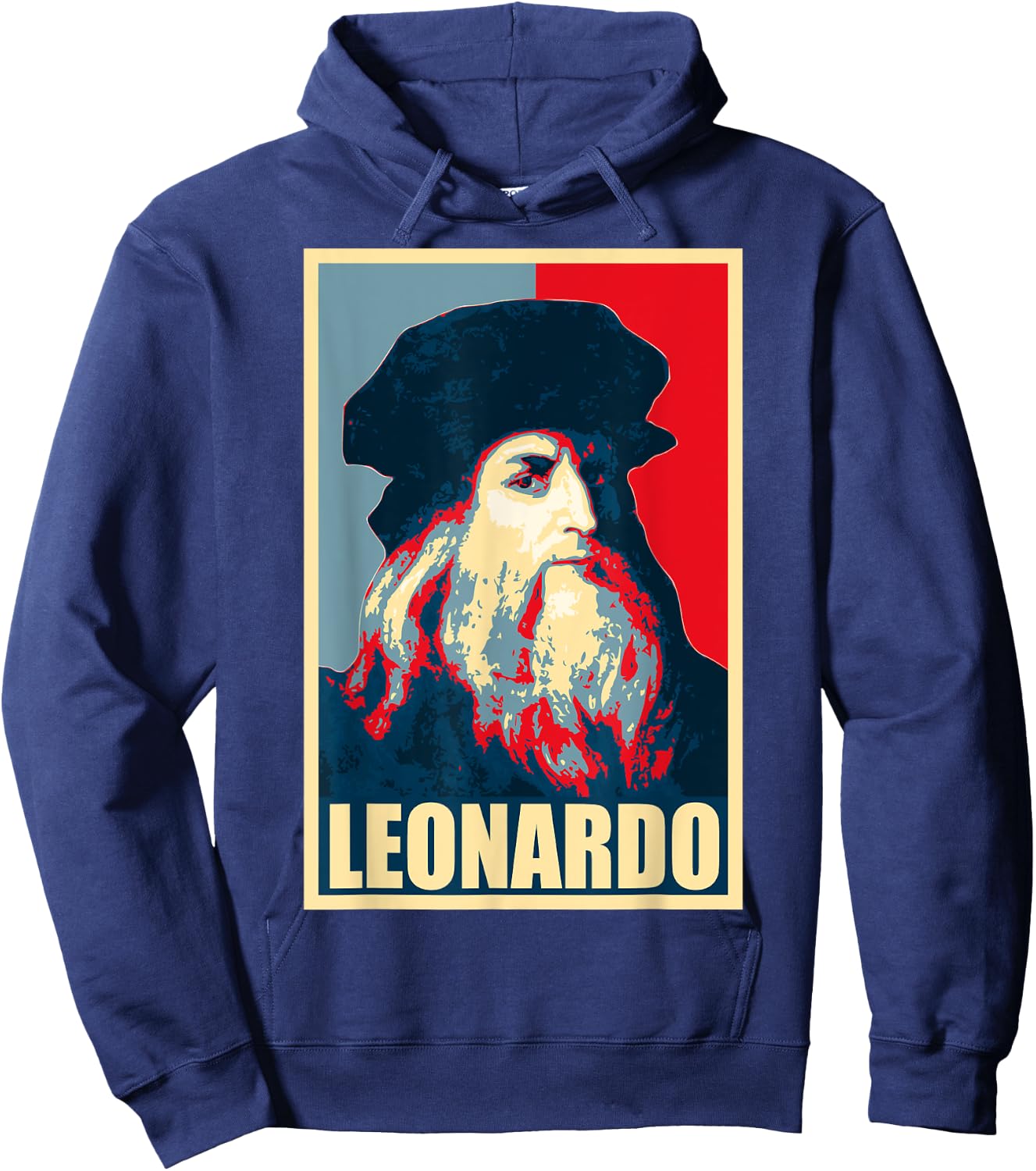 Leonardo Da Vinci Propaganda Poster Style Art Hoodie - Hoodie | Navy