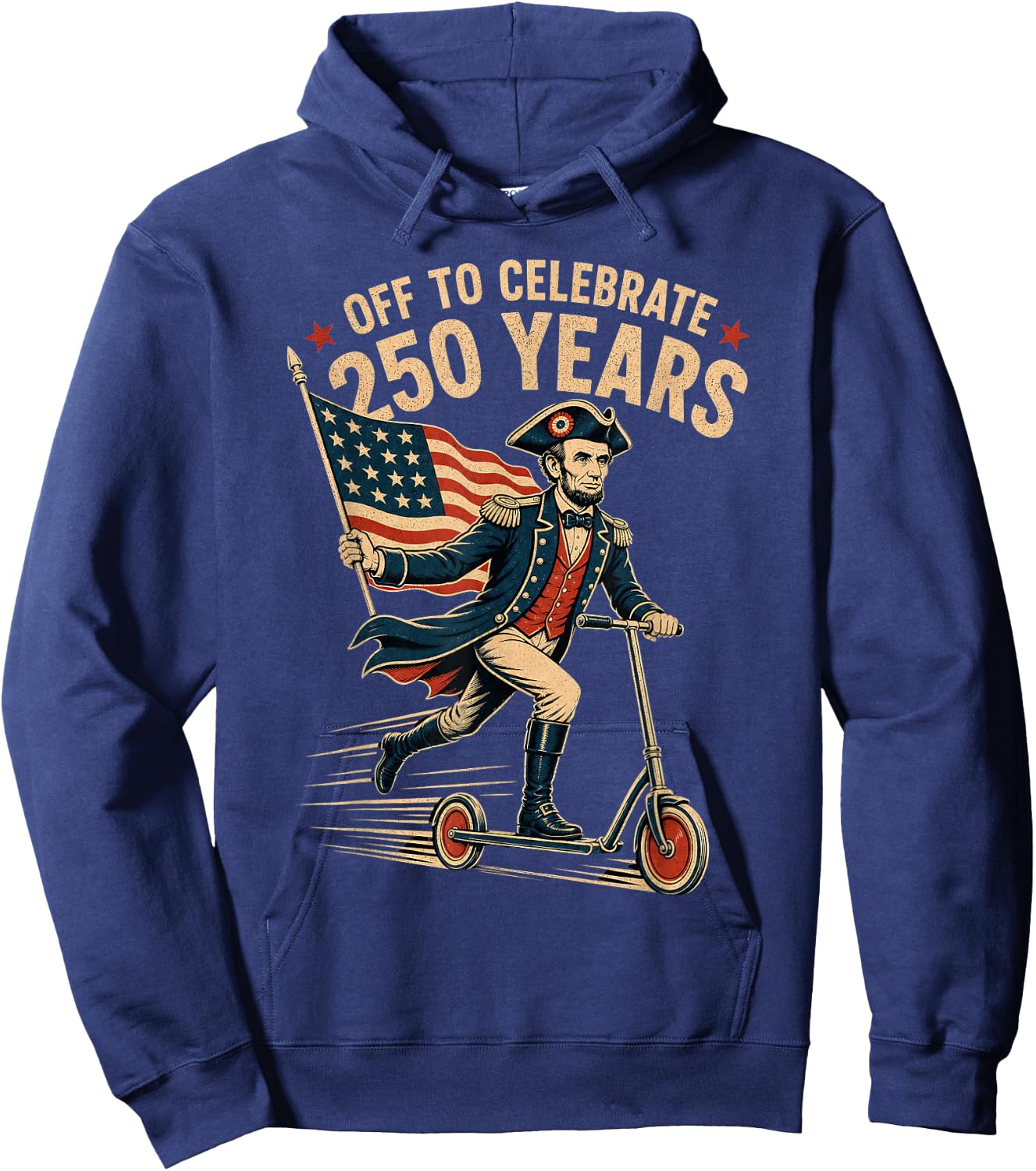 Abraham Lincoln Scooter American Flag 250 Years Hoodie - Hoodie | Navy
