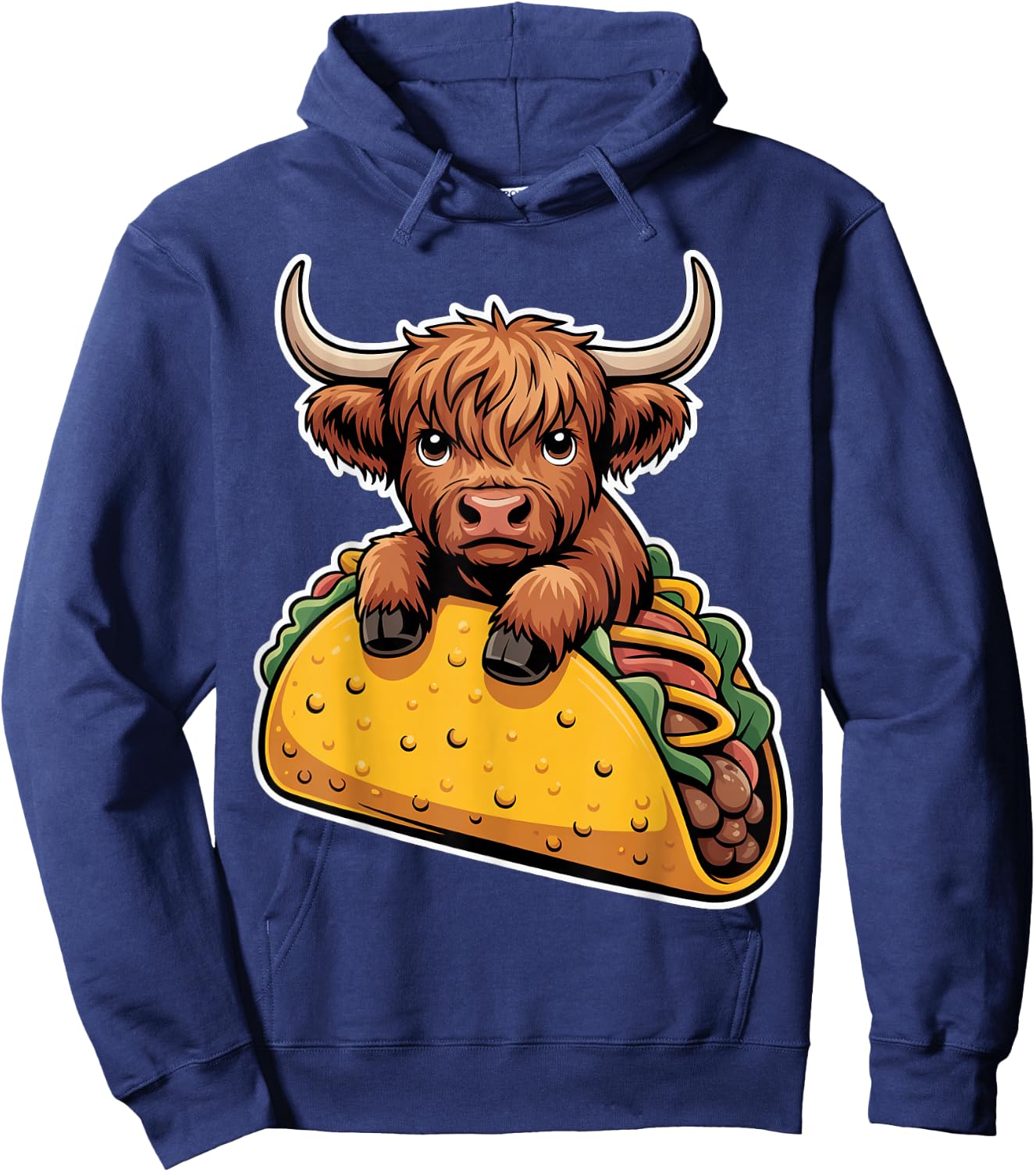 Cute Highland Cow Taco Hoodie - Hoodie | Navy
