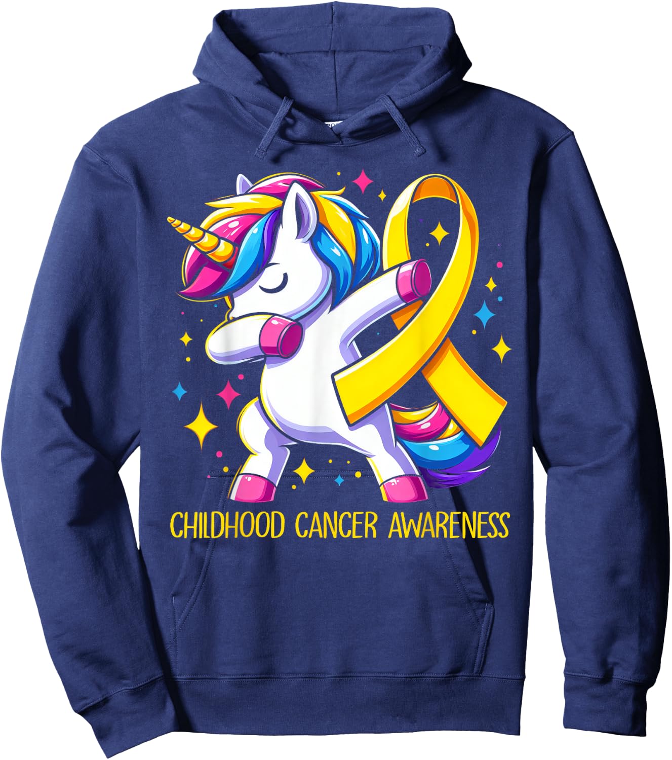 Childhood Cancer Awareness Unicorn Kids Girls Hoodie - Hoodie | Navy