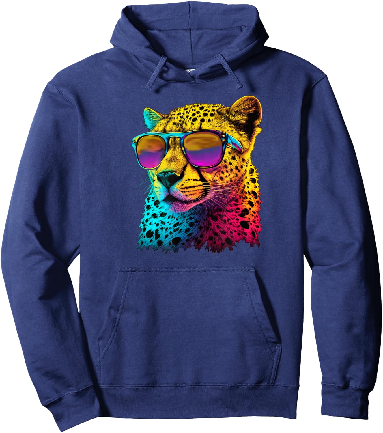 Cheetah Wearing Sunglasses Funny Graphic Hoodie - Hoodie | Navy