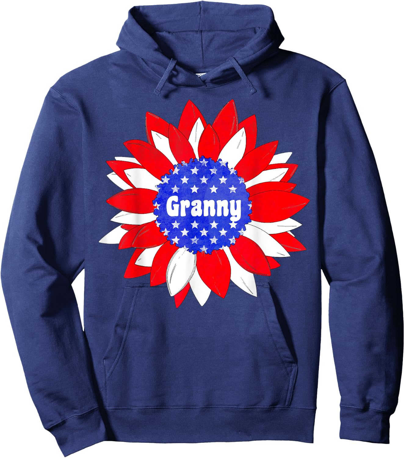 Patriotic Sunflower Granny Red White Blue USA Hoodie - Hoodie | Navy