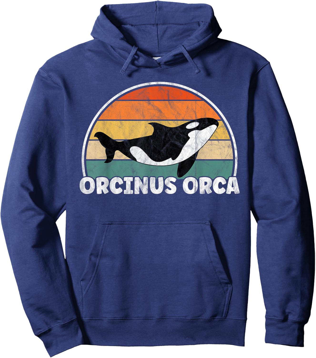 Orcinus Orca - Orcas Retro Distressed Hoodie - Hoodie | Navy
