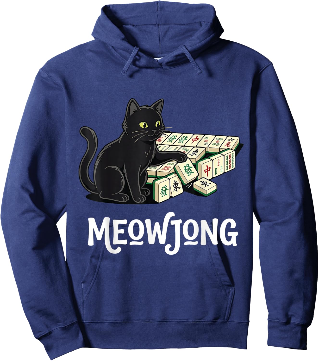 Mahjong Meow Cat Meowjong Hoodie - Hoodie | Navy