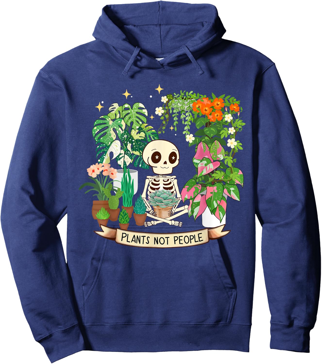Plant Lover Skeleton Plants Not People Hoodie - Hoodie | Navy