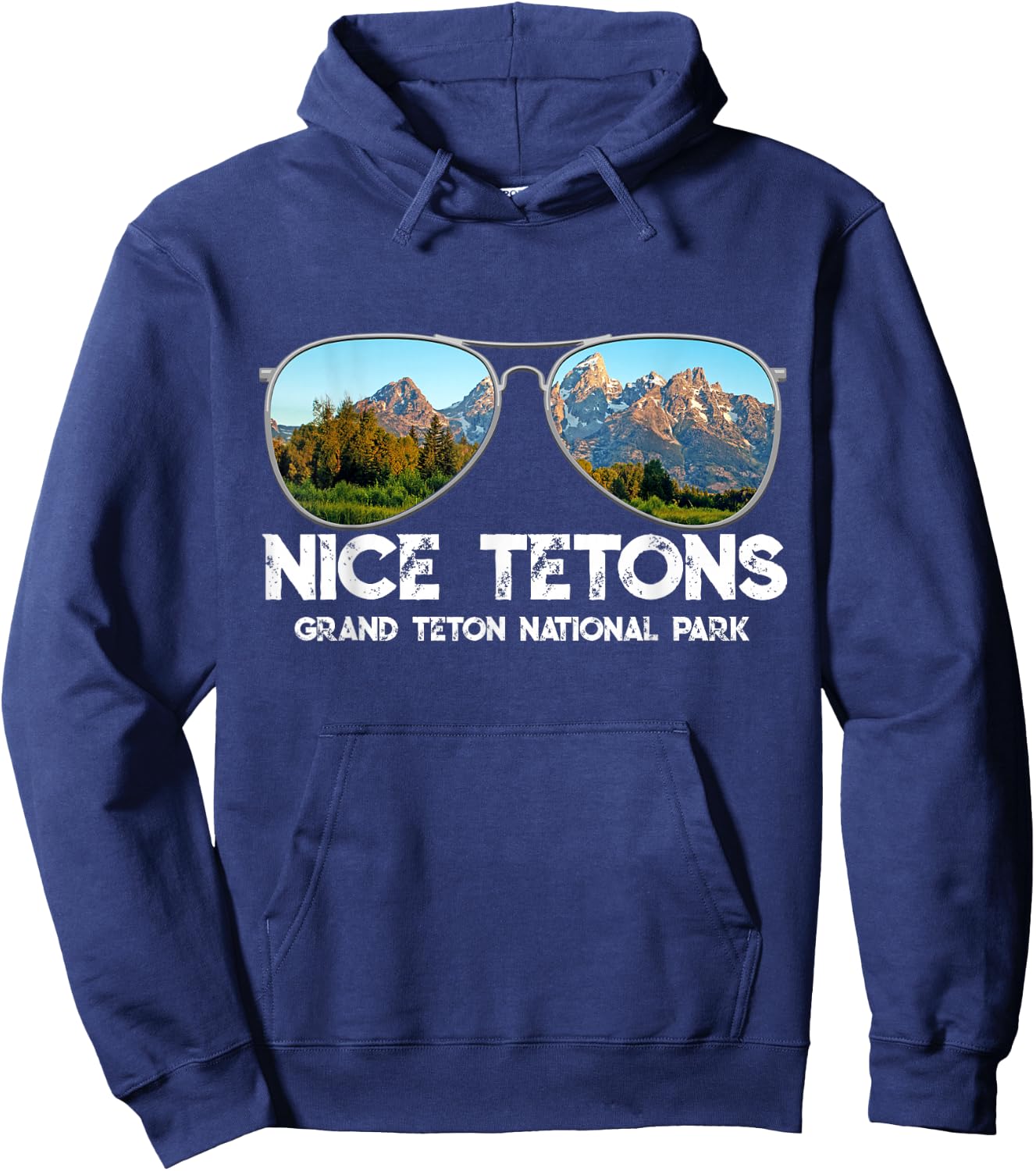 Punny Nice Tetons Teton Mountain Hoodie - Hoodie | Navy