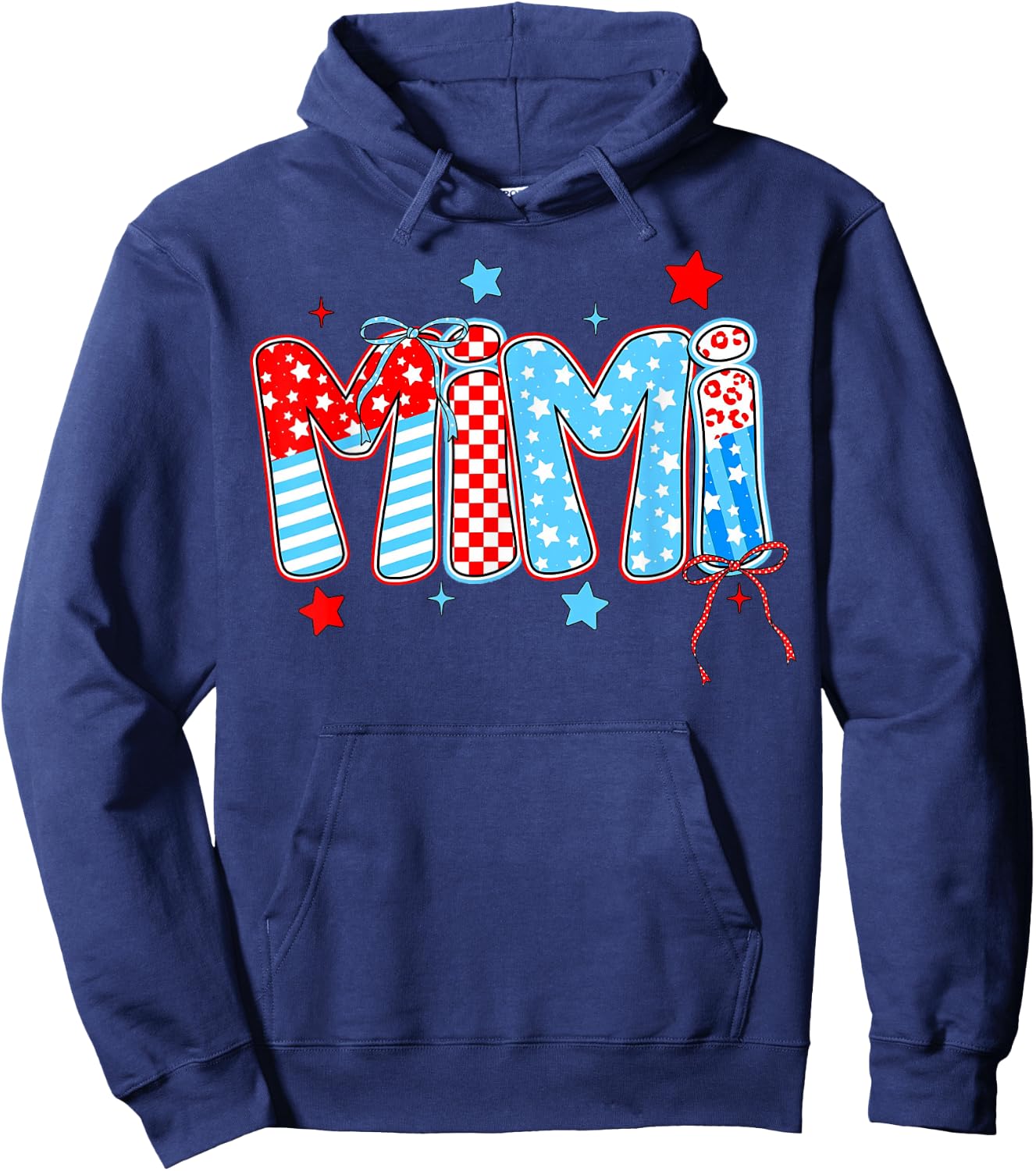 Cute 4th of July MiMi Checkered Memorial Day Hoodie - Hoodie | Navy