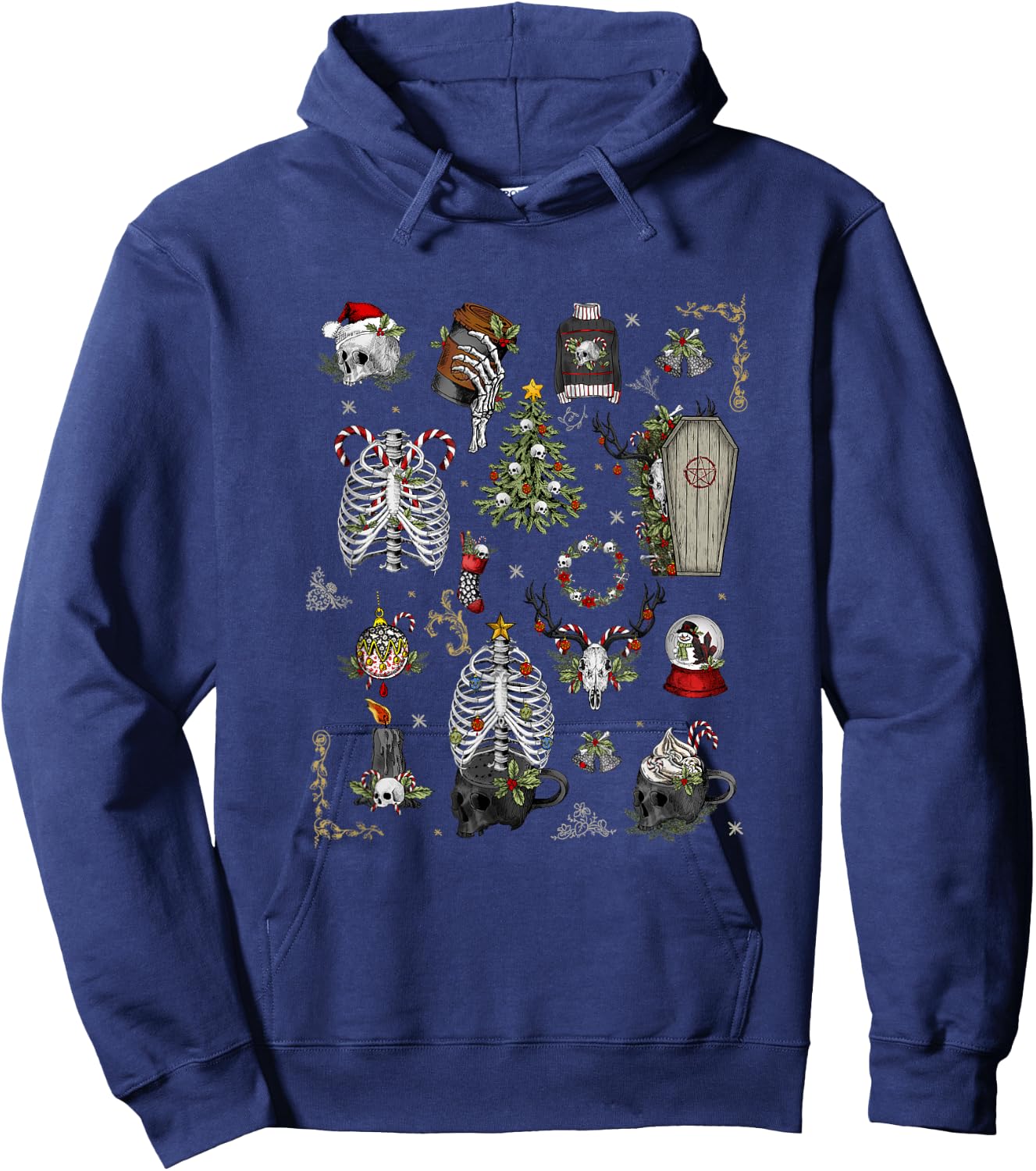 Victorian Goth Holiday Gothic Vintage Christmas Hoodie - Hoodie | Navy
