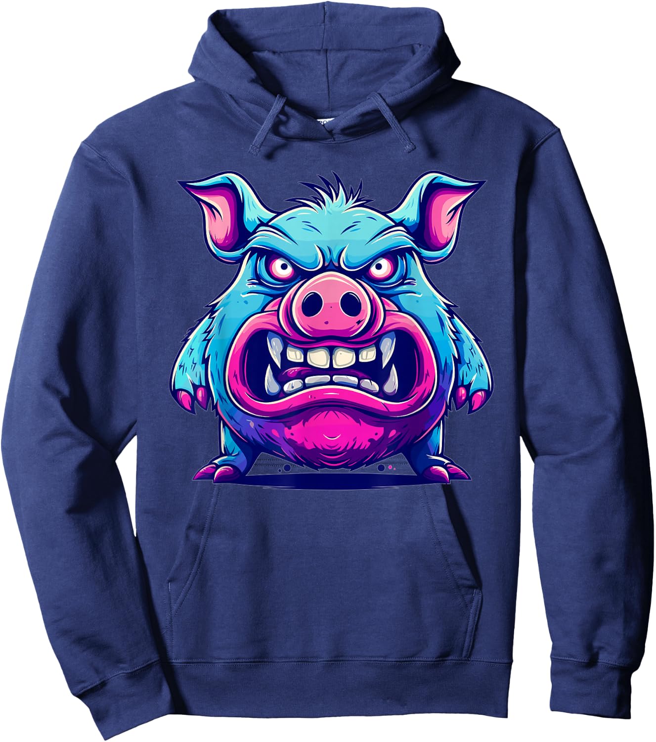 Angry Pig I Colorful Pig Hoodie - Hoodie | Navy