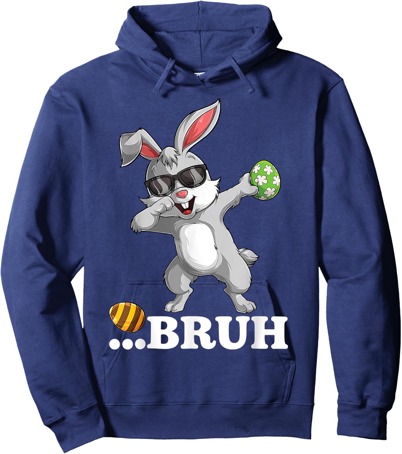Bruh Dabbing Bunny Funny Kids Boys Easter Day Hoodie - Hoodie | Navy