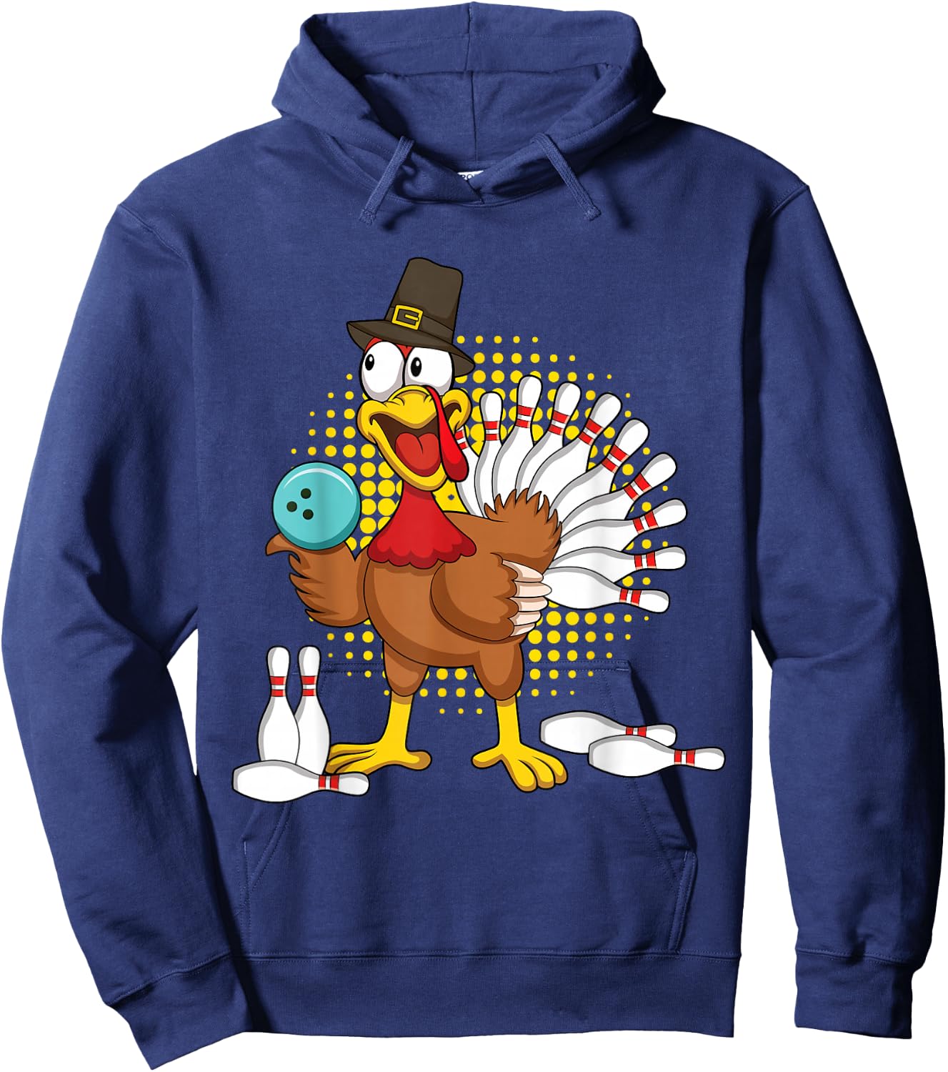 Autumn Turkey Funny Thanksgiving Turkey Bowling Hoodie - Hoodie | Navy