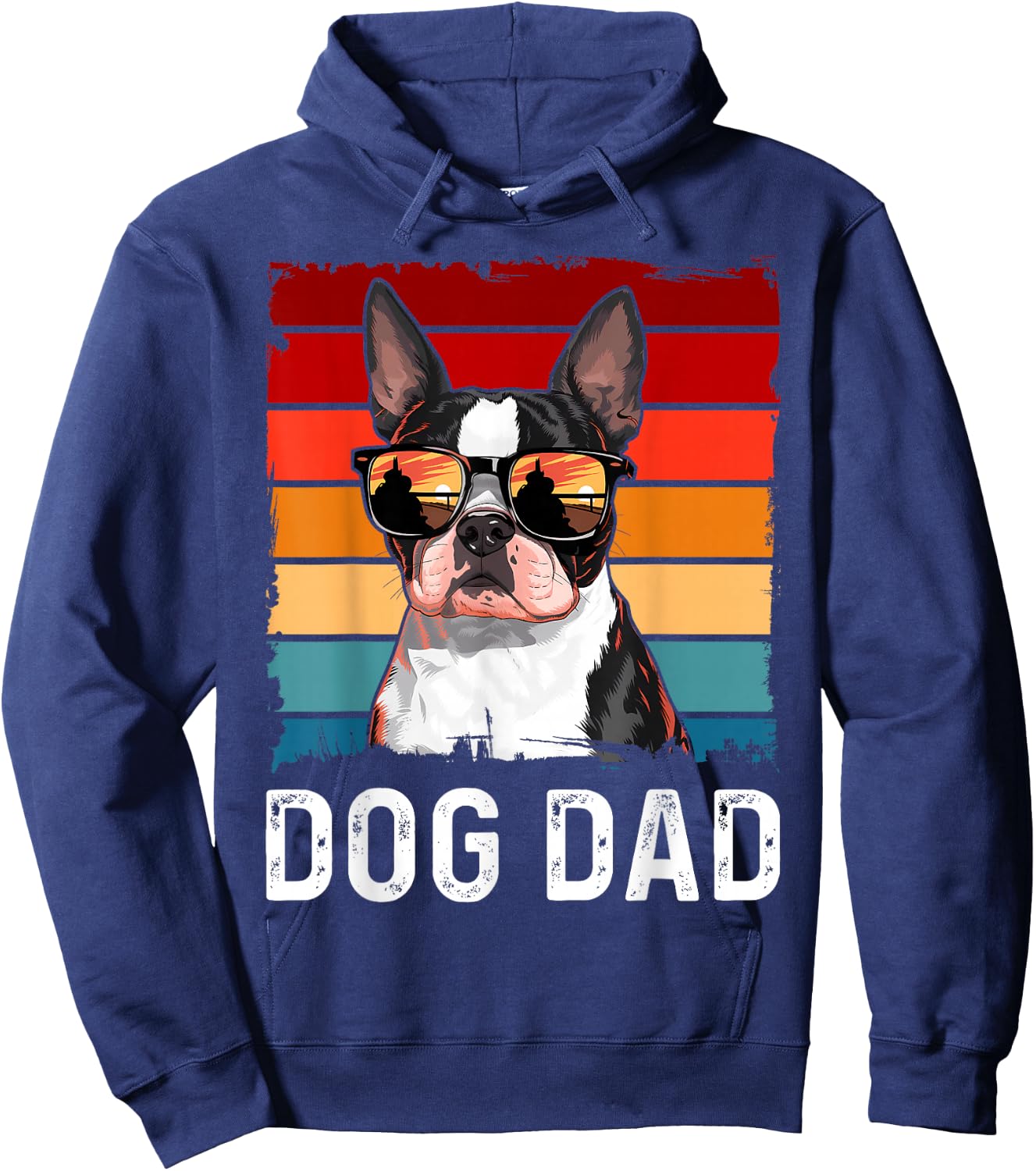 Boston Terrier Dog Dad Hoodie - Hoodie | Navy