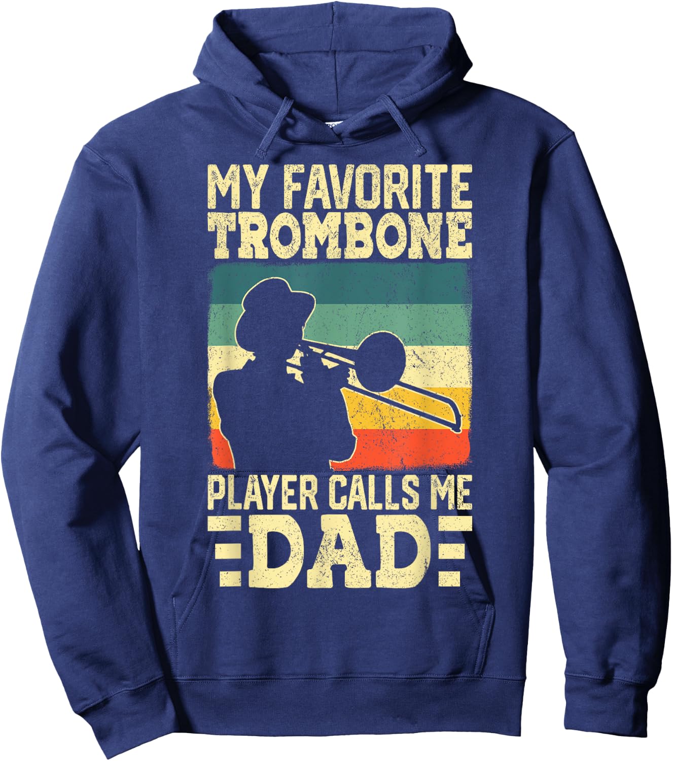 Funny Trombone Design Dad Musician Trombone Hoodie - Hoodie | Navy