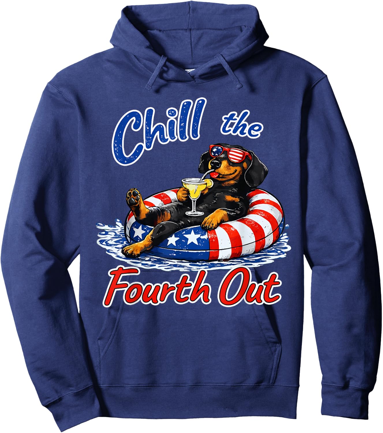 Chill The Fourth Out Funny Dachshund Dog Lover Hoodie - Hoodie | Navy