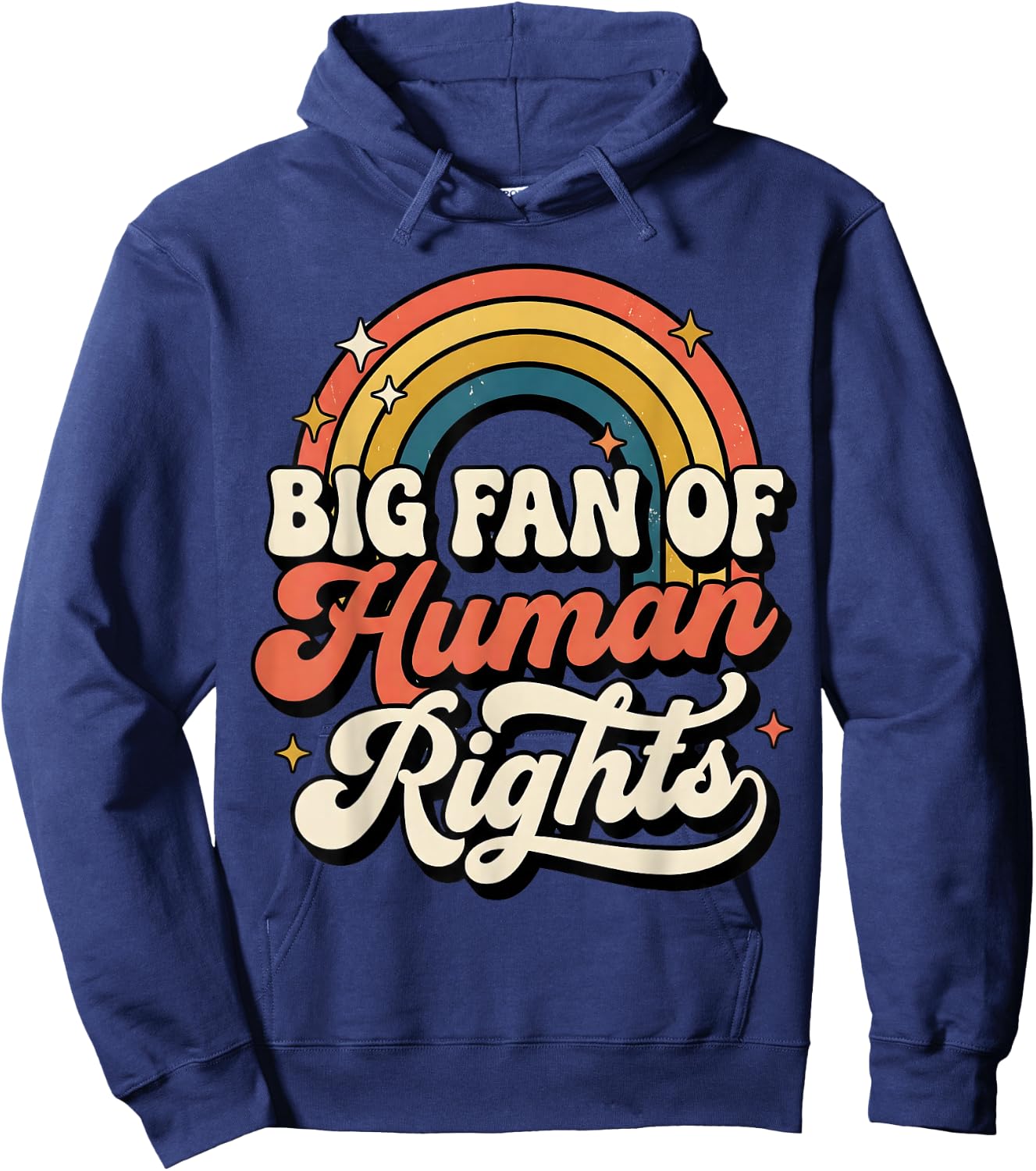 Big Fan of Human Rights Vintage Rainbow Hoodie - Hoodie | Navy