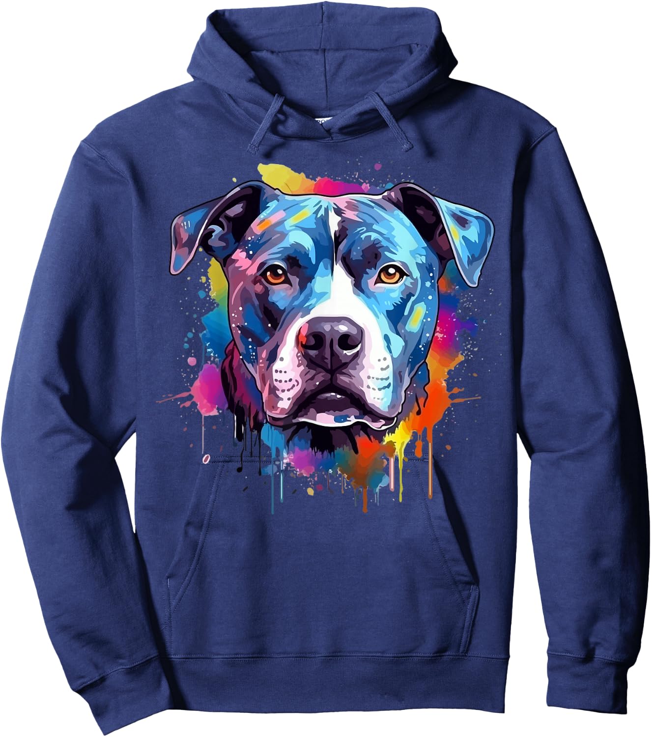 Colorful Pitbull Dog Splash Art Hoodie - Hoodie | Navy