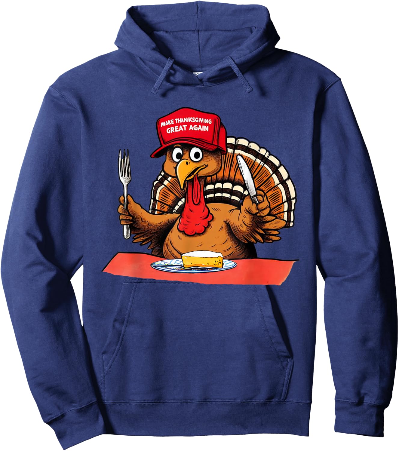 Make Thanksgiving Great Again Trump Turkey Hoodie - Hoodie | Navy