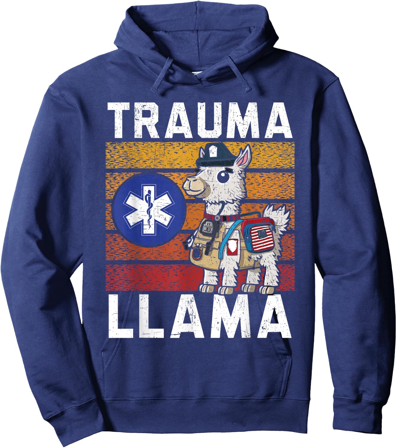 Trauma Llama Lover Healthcare EMT Paramedic Hoodie - Hoodie | Navy