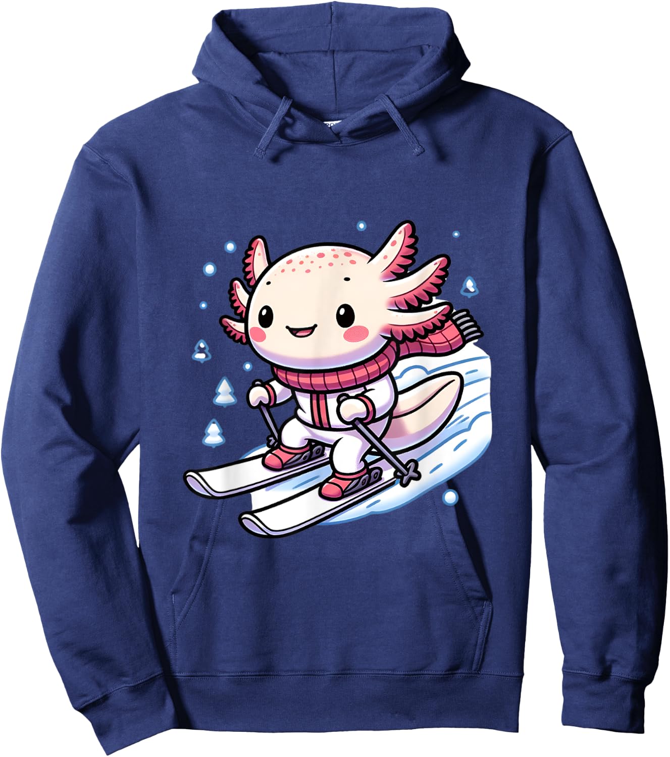 Cute axolotl skiing ski winter sports Hoodie - Hoodie | Navy