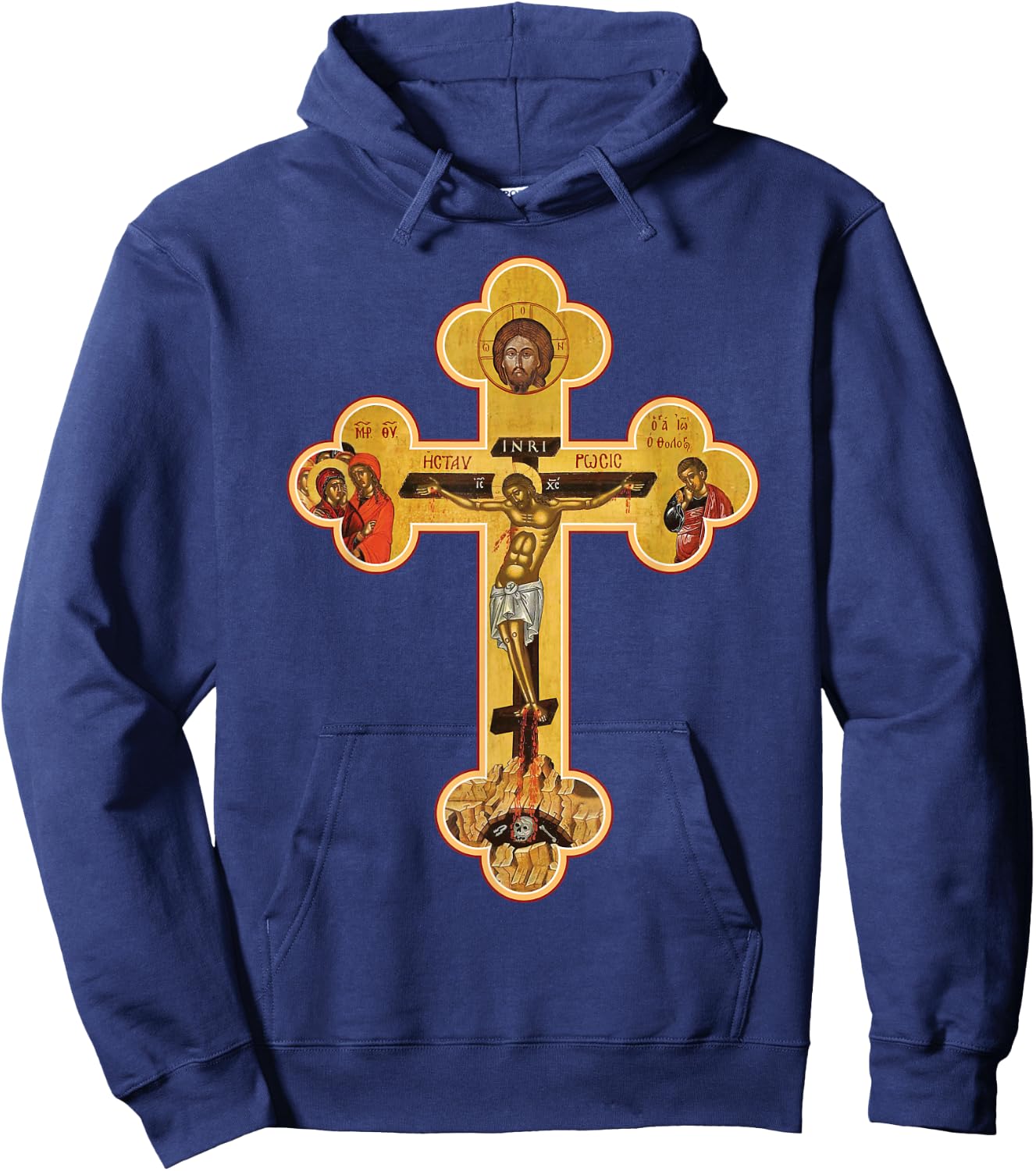 Greek Orthodox Jesus Christ Cross Icon Hoodie - Hoodie | Navy