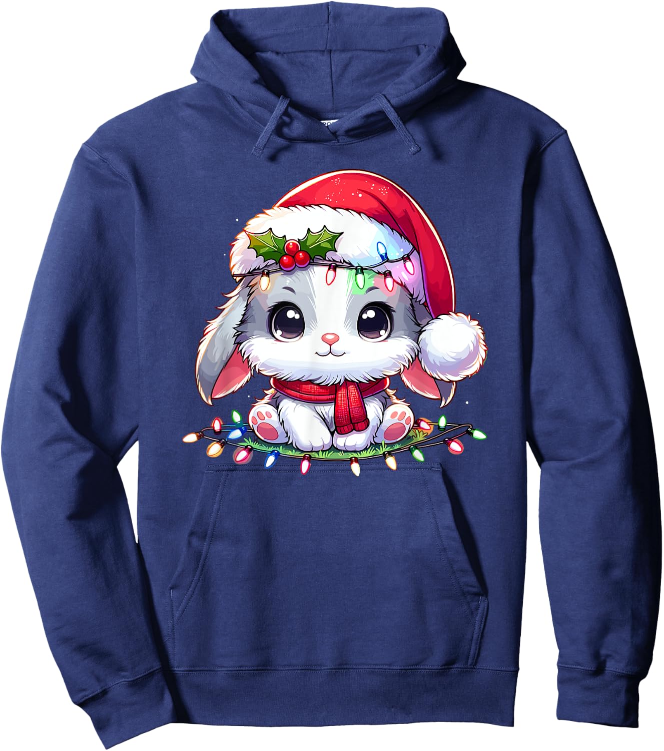 Christmas Hat Rabbit Bunnies Bunny Rabbits Hoodie - Hoodie | Navy