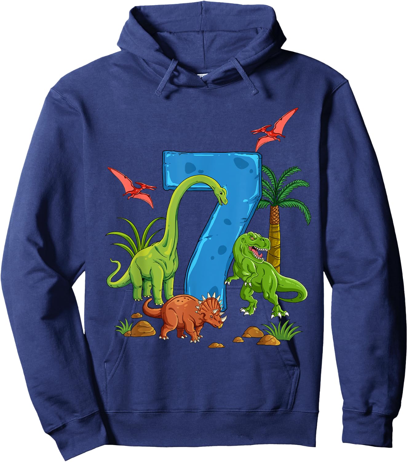 Dinosaurier Geburtstag 7 Jahre , black Hoodie - Hoodie | Navy