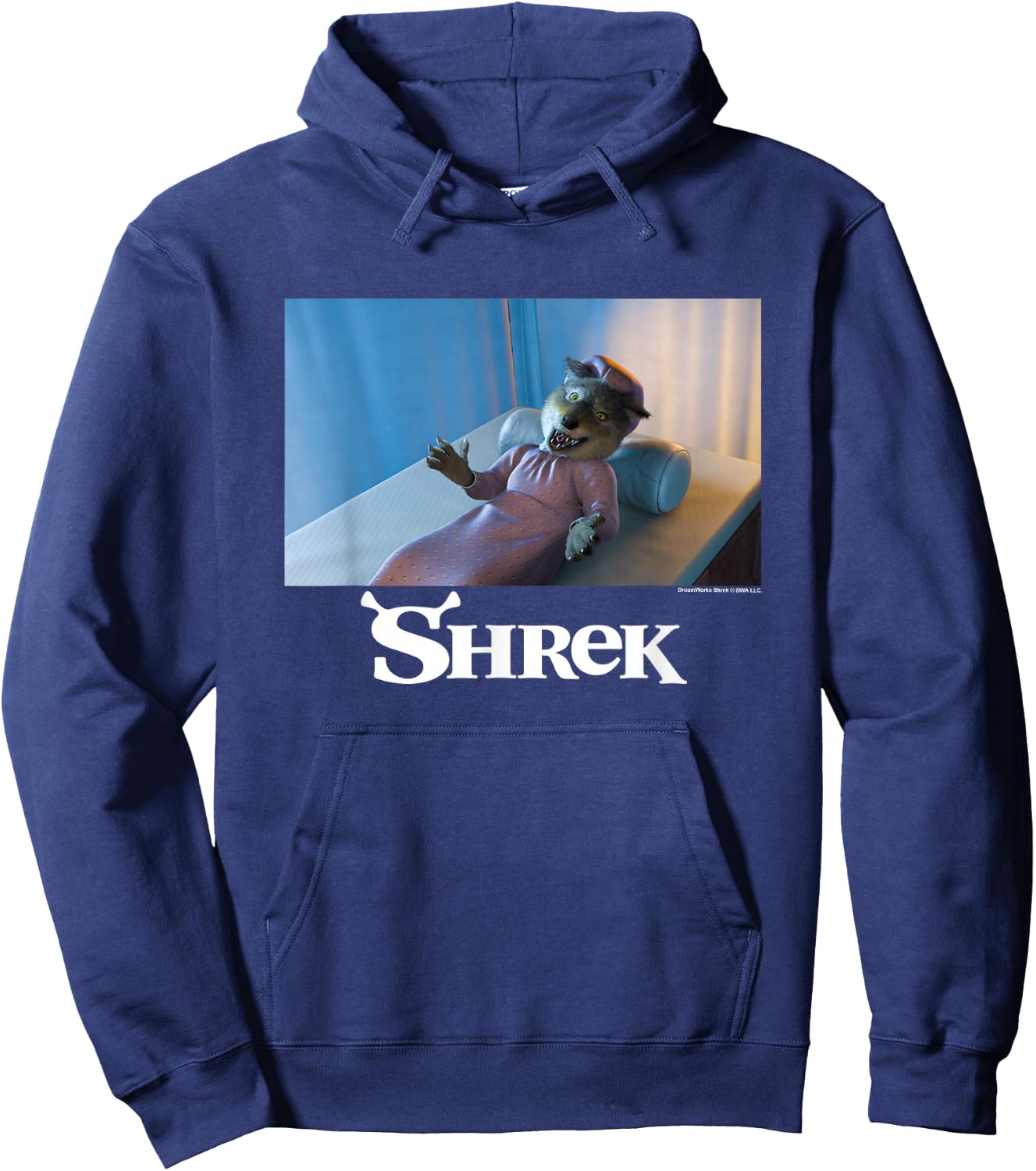 Shrek Iconic Wolf Bed Scene Big Chest Poster Hoodie - Hoodie | Navy
