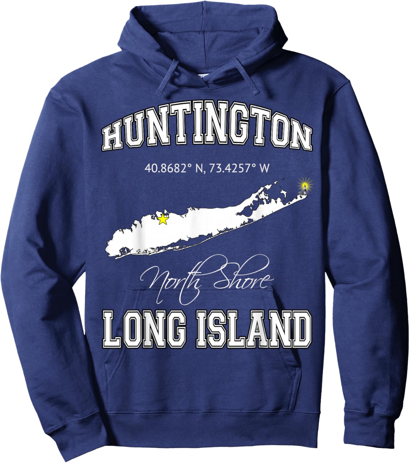 Huntington Long Island New York T Shirt Hoodie - Hoodie | Navy