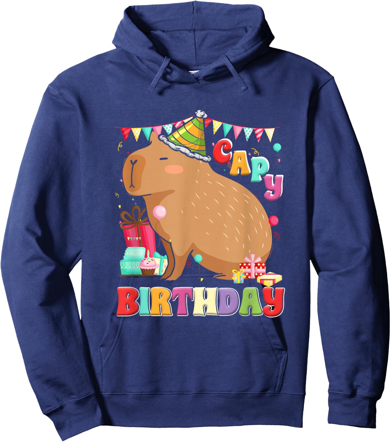 Capy Birthday Capybara Rodent Birthday Party - Children, Teenagers, Capybara Fans, Birthday Party - Children - Black - S - Cartoon - Capybara Birthday Shirt Hoodie - Hoodie | Navy