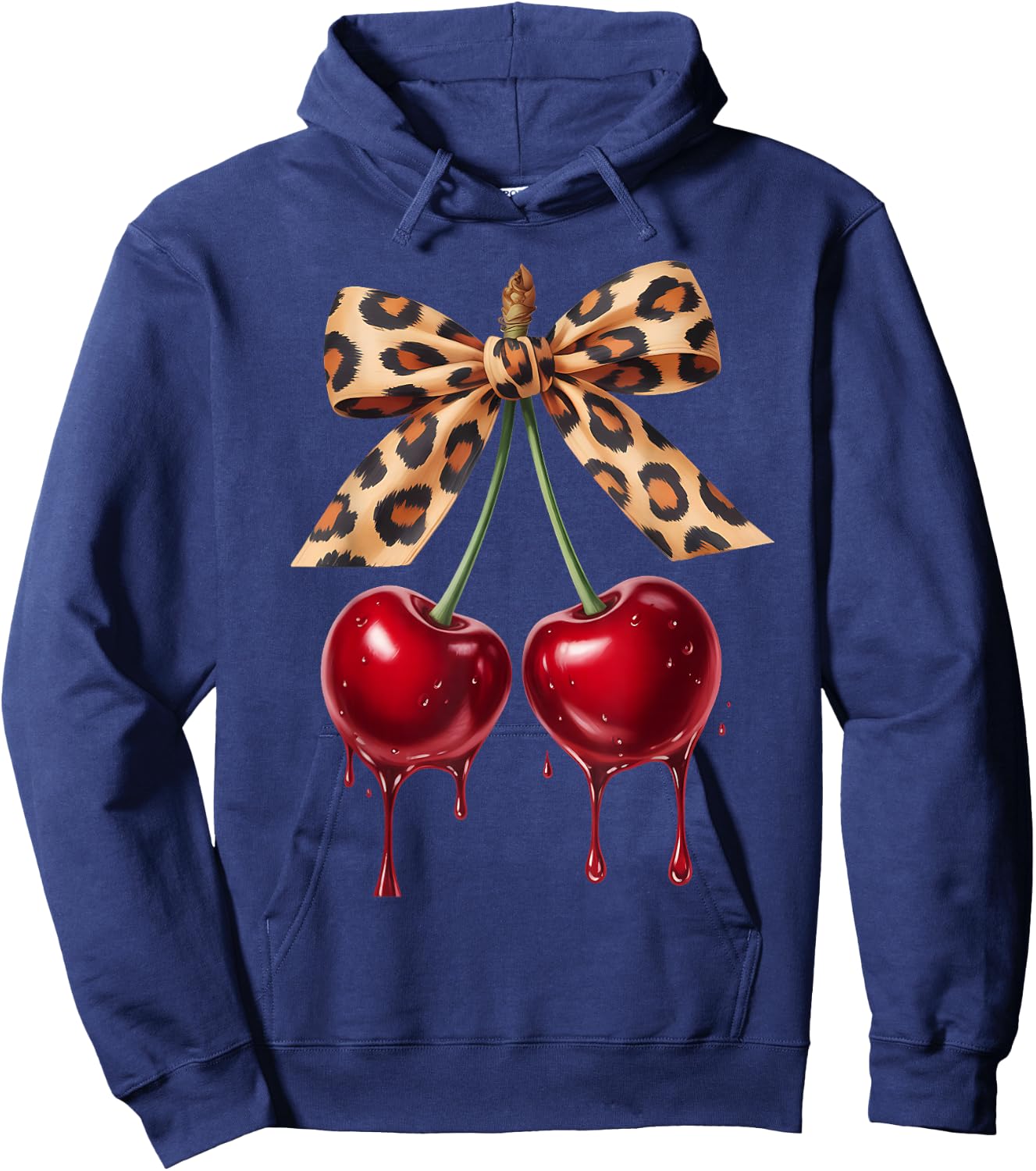 Cherry Bow Coquette Red Cherries Hoodie - Hoodie | Navy