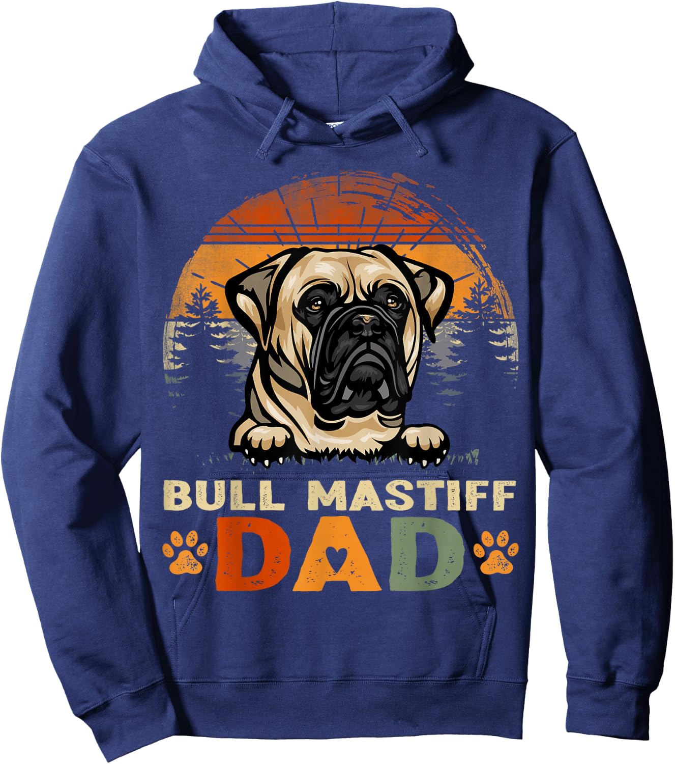 Bull Mastiff Dog Dad Vintage Retro Father's Day Hoodie - Hoodie | Navy