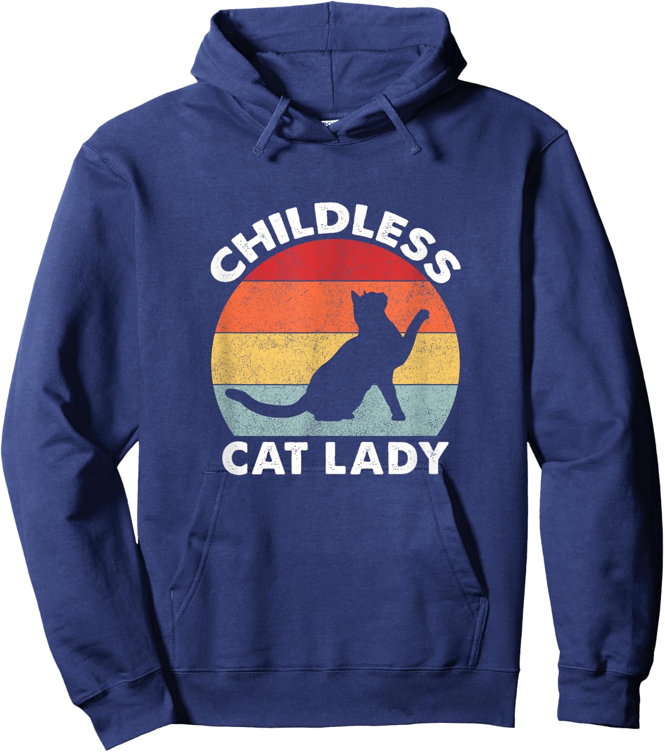 Vintage Childless Cat Lady Hoodie - Hoodie | Navy