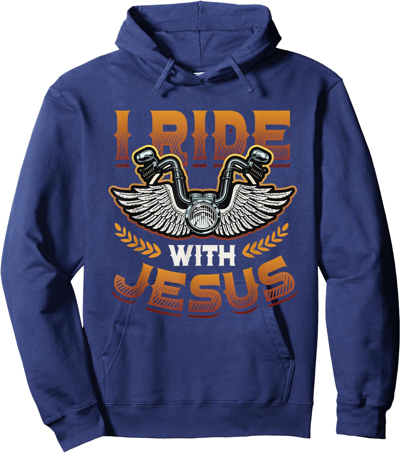 I Ride With Jesus Motorcycle Biker Christian Hoodie - Hoodie | Navy