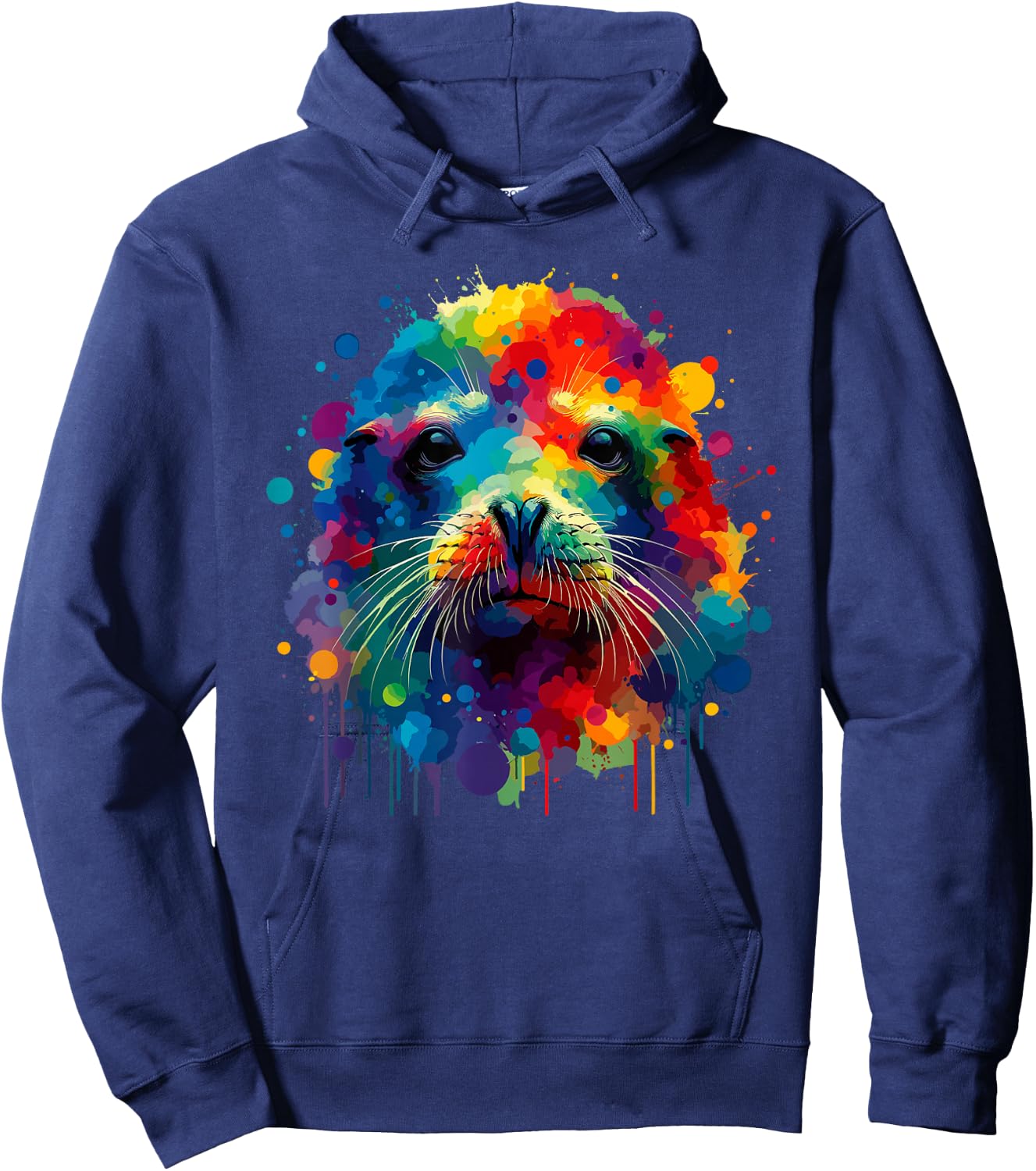 Colorful Splash Art Hawaiian Monk Seal Seals Hoodie - Hoodie | Navy