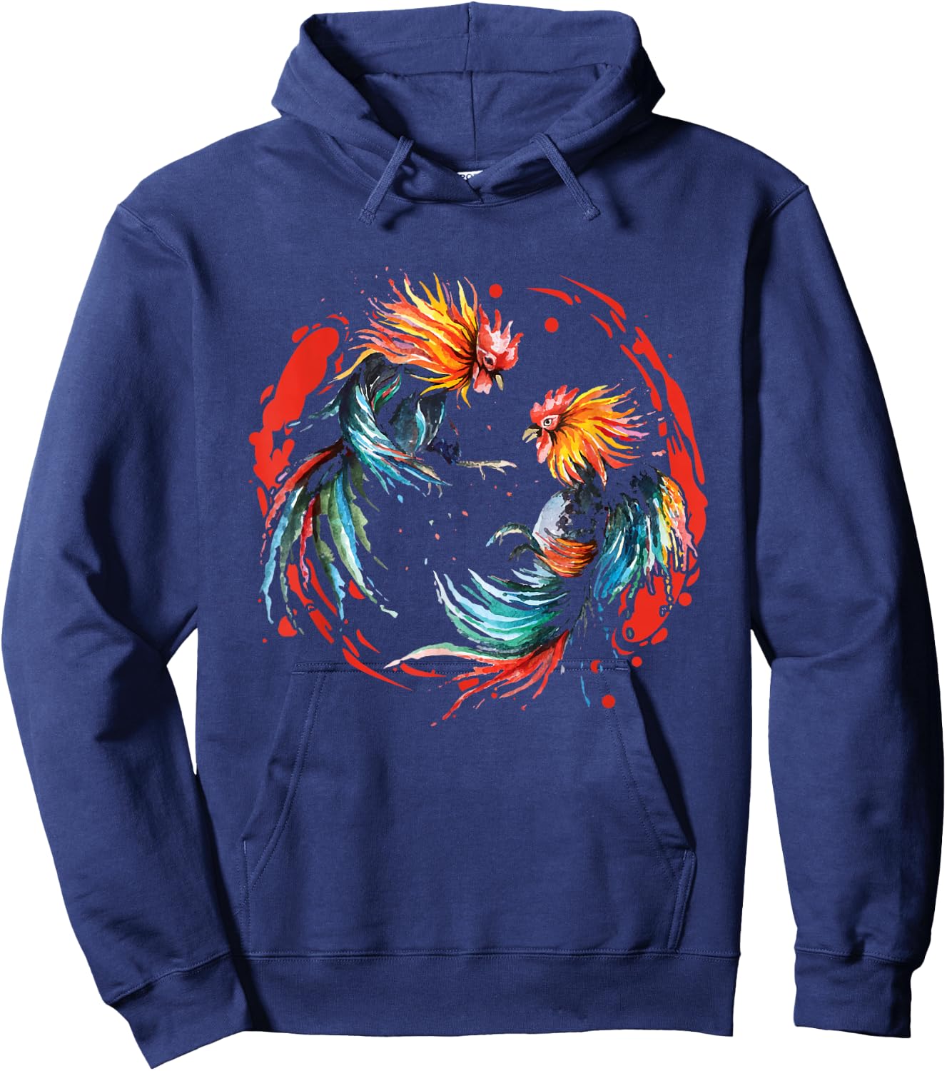 Peleas De Gallos Chickens Roosters Fighting - Black, -Adults, Short Sleeve, Classic Fit, Cotton 65% Polyester 35%, Cockfighting Enthusiasts Hoodie - Hoodie | Navy