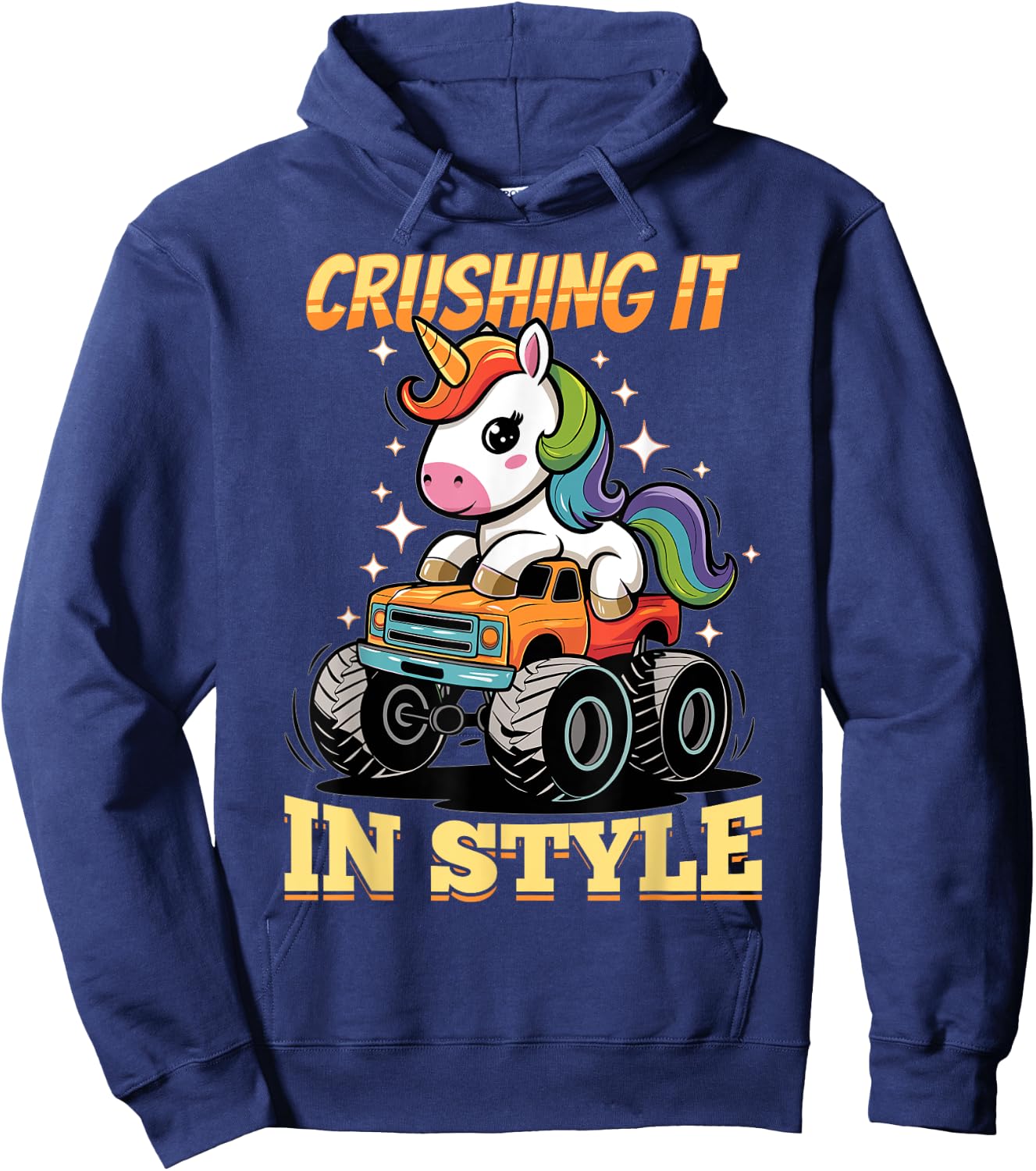 Cute Monster Truck Unicorn Rainbows Hoodie - Hoodie | Navy