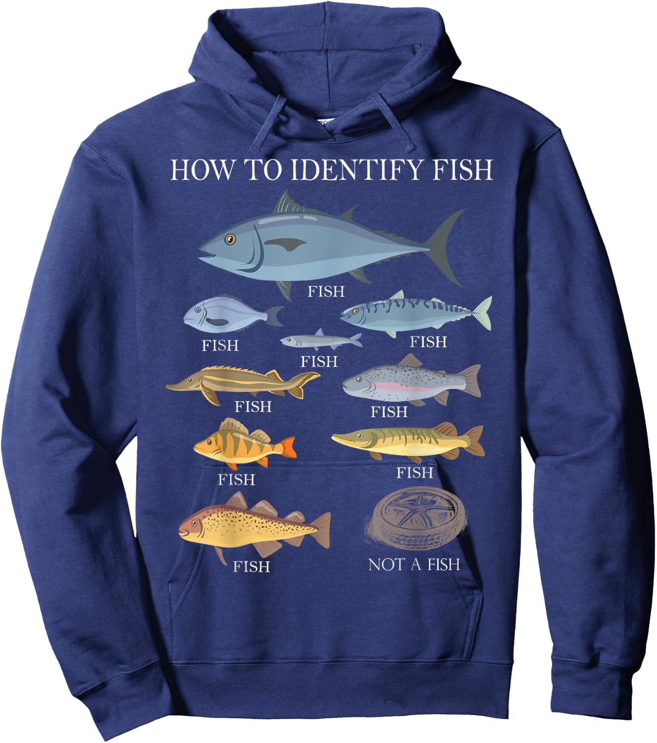 How to Identify Fish Graphic Funny Fishing Hoodie - Hoodie | Navy
